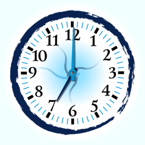 horloge folle dans le logo Plaka