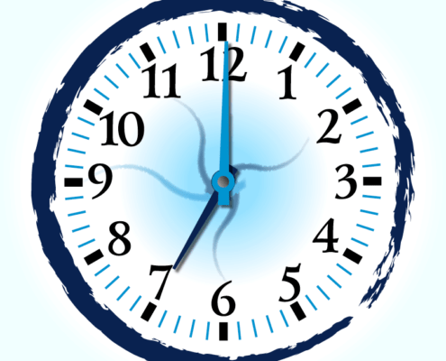horloge folle dans le logo Plaka